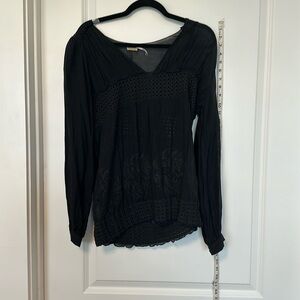 Max Studio special edition black eyelet and embroidered shirt size L